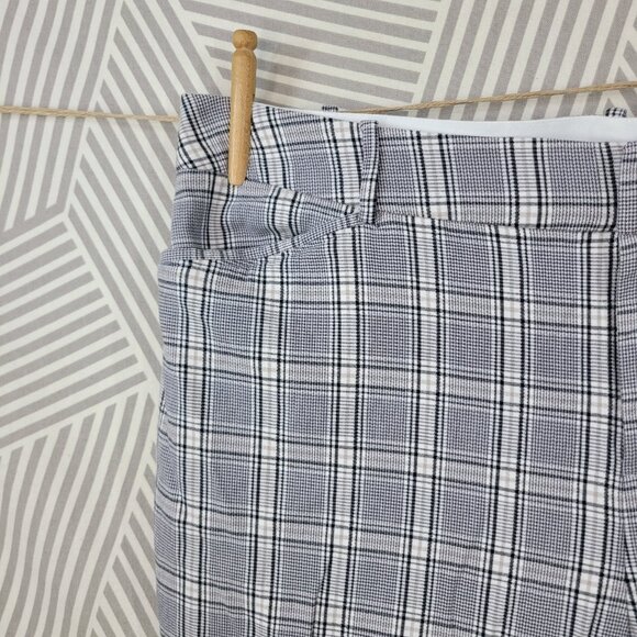 Ava Viv Elastic Waist Plus Size 20 20W Pockets Plaid Pants Slacks Crop Ankle - Picture 2 of 5